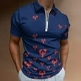 thumbnail image 2 of Lobster Squadron on Navy Men Zipper T-shirt Summer Casual Short Sleeve T-shirt Top, 2 of 7