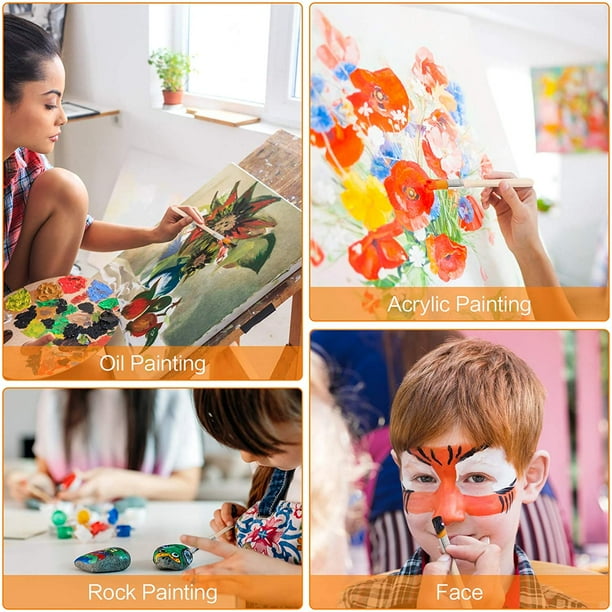 Pinceau Eponge Lot De 4 Pinceaux Chinois Pour Peindre Des Fleurs, Oiseaux, Lignes Pinceau Mousse