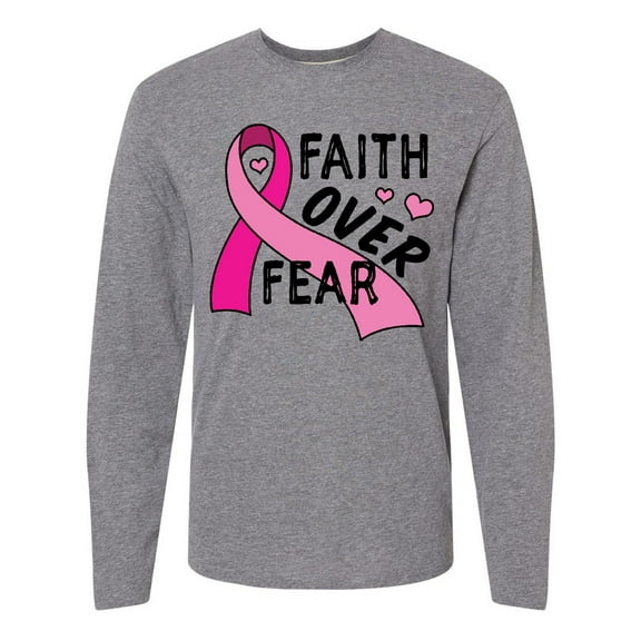 Inktastic Breast Cancer Awareness Faith Over Fear Long Sleeve T-Shirt