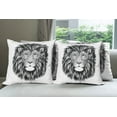 thumbnail image 6 of Ambesonne Indie Throw Pillow Cover 4 Pack, Wild Hipster Lion Glasses, 18", Black and White, 6 of 7