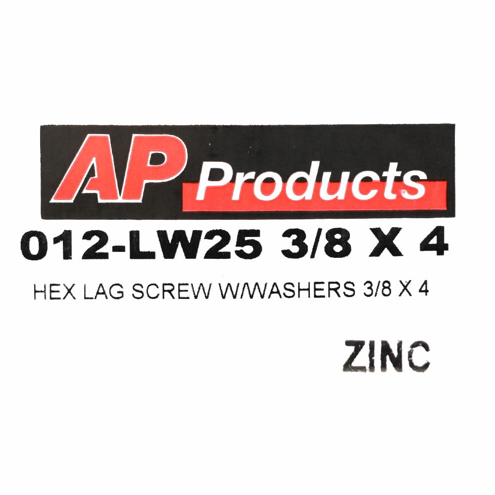 AP Boat Hex Bolt Lag Screws 012-LW25 | 3/8 x 4 Inch (25 PC)