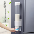 thumbnail image 1 of Portavasos desechable para el hogar, estante de almacenamiento de vasos para colgar en la pared sin perforaciones, práctico y automático a prueba de polvo, 1 of 5