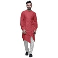 thumbnail image 1 of Atasi Kurta Long Uni de Designer Coupe Asymétrique Manches Longues Kurta pour Hommes-X-Grand, 1 of 6