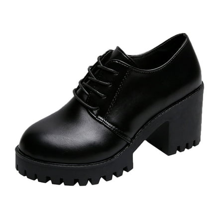 

Youmylove Women Heeled Shoes Waterproof Boots Ladies Non-Slip Outdoor Ankle Boots Lace Up Casual Work Boots Short Boots Zapatos De Mujer Shoes