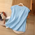 thumbnail image 4 of Gbobgt Women's Linen Tank Tops Sleeveless V Neck Casual Loose Fit Breathable Lightweight Summer Tops Sky Blue L, 4 of 4