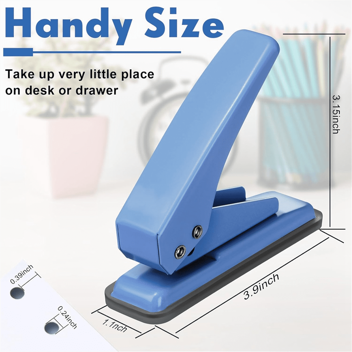 10 Pcs Single Hole Punch with Lock 1 Hole Paper Hole Punch 20 Sheet Capacity Handheld Paper Puncher with Anti Skid Base