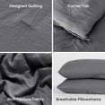 thumbnail image 5 of Sonive Washed Comforter Sets King 3 Piece, Soft and Cozy, Fluffy Microfiber Fill, Washed Textured Wrinkled Design (Dark Grey, King), 5 of 8