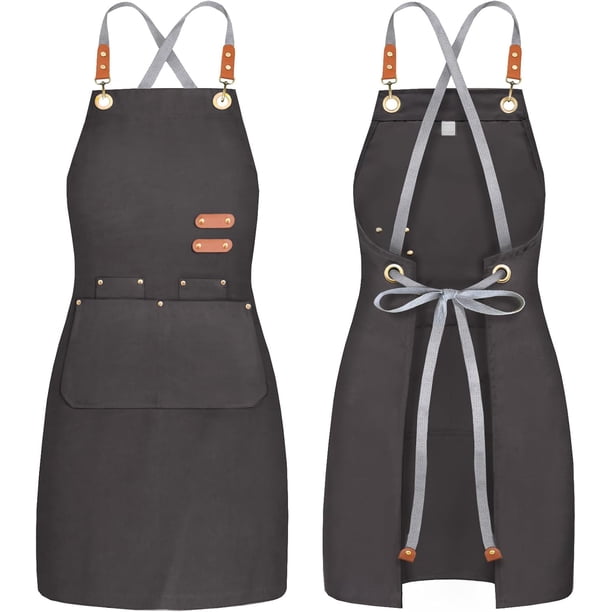 delantal chef delantal bib con tiras cruzadas y 4 bolsillos para cocina jardinería repostería trabajo