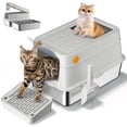 thumbnail image 1 of Caja de arena para gatos AOTRUTII XL de acero inoxidable para grandes felinos, 1 of 9