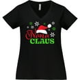 thumbnail image 3 of Inktastic Nana Claus with Christmas Santa Hat and Snowflakes Women's Plus Size V-Neck T-Shirt, 3 of 5