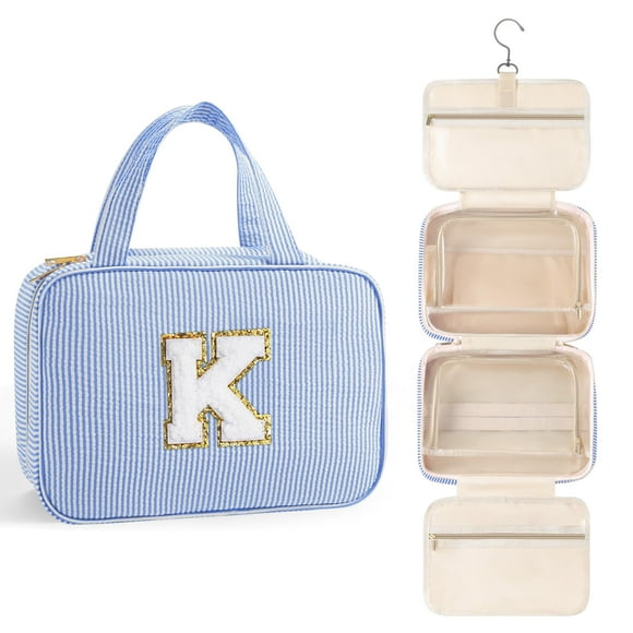 Neceser de viaje colgante TOPEAST para mujer con letra K azul