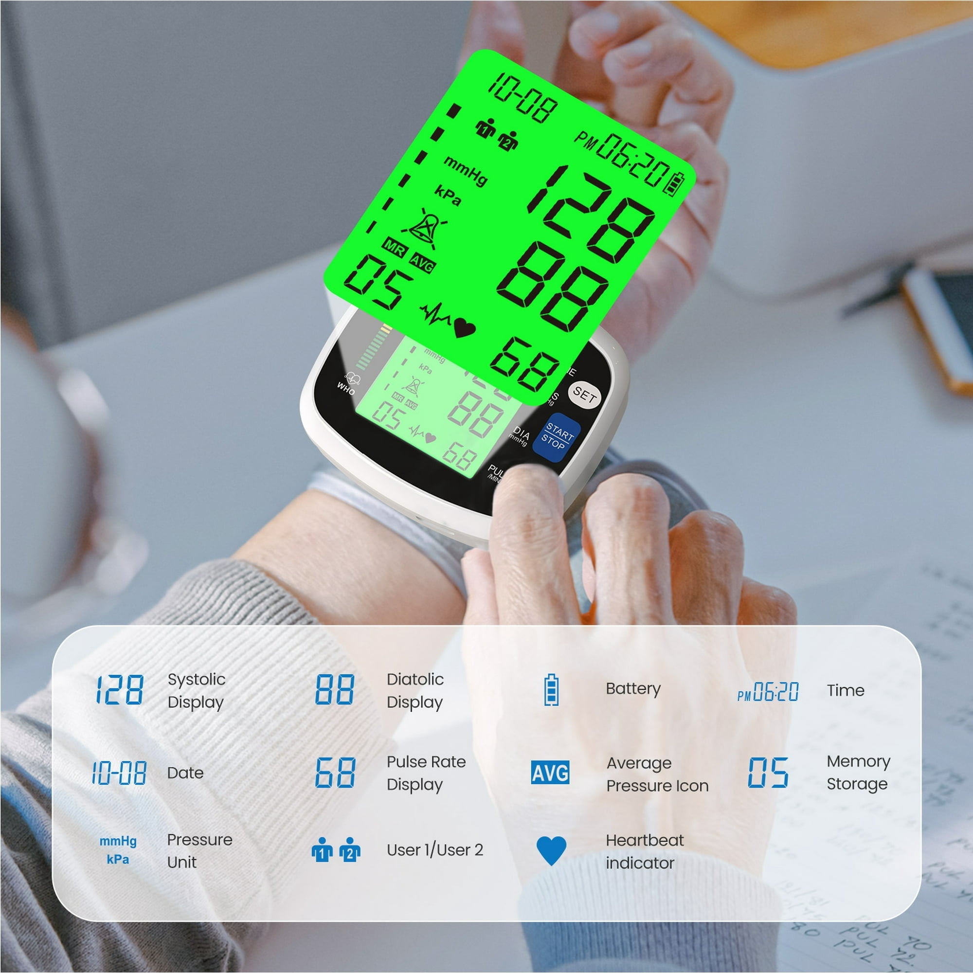 RENPHO Wrist Blood Pressure Monitor with LCD Display photo 4