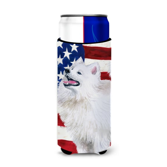 Carolines Treasures BB9691MUK Samoyed Patriotic Michelob Ultra Hugger for slim cans  Slim Can multicolor
