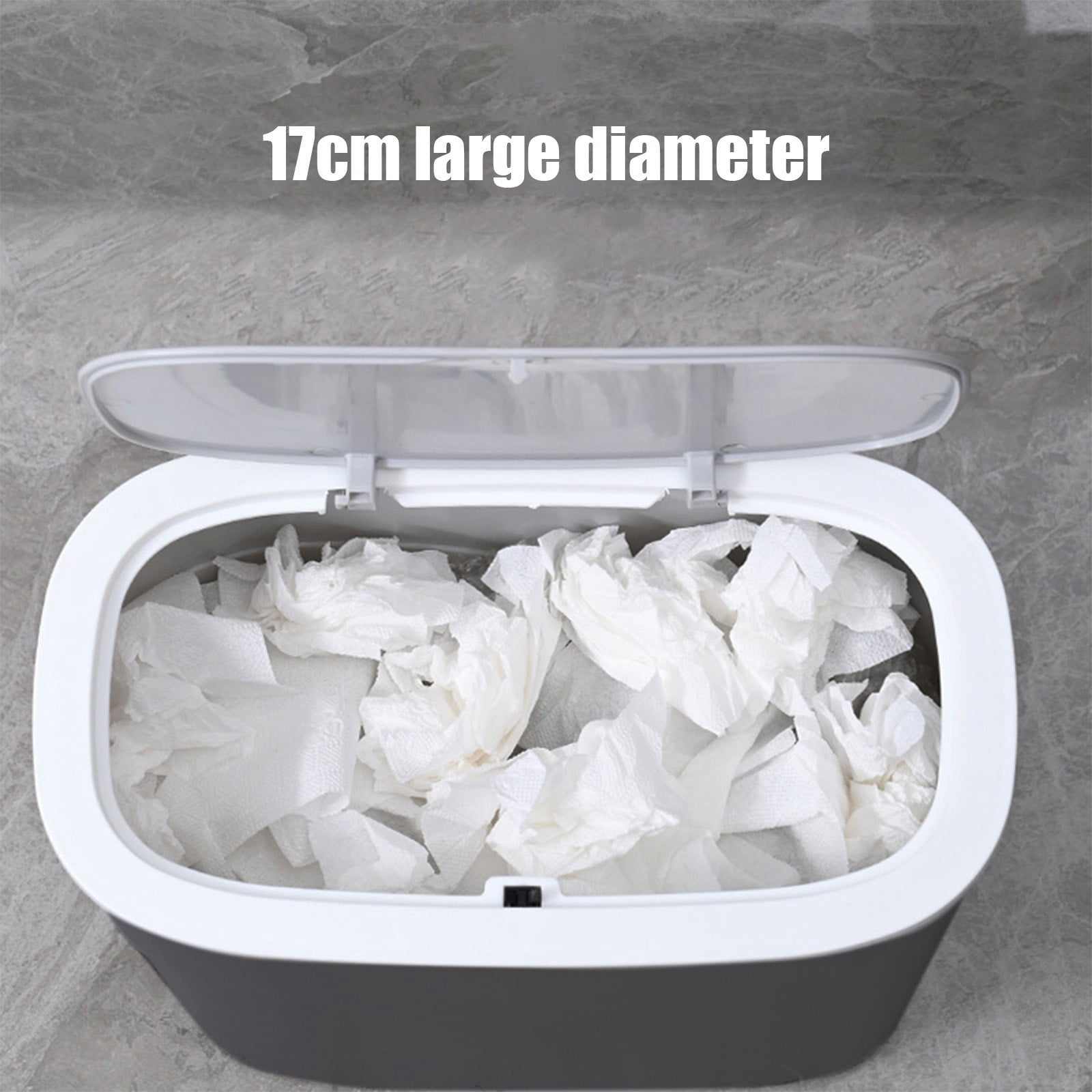 Bilqis Bathroom Trash Can with Lid, Plastic Wastebasket with Pop-Up Lid, Slim Plastic Garbage Bin for Dorm, Office, Bedroom, Kitchen, Living Room