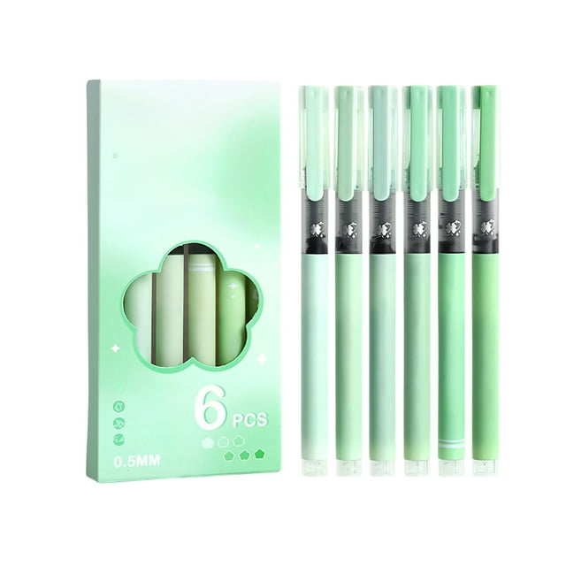 SIYTUAU Green Straight Liquid Ballpoint Pen 0.5Mm Tip High Capacity Fast Drying Ink For School Exam Writing 6 Pack Plastic Sign Pen Office Student Supplies Green
