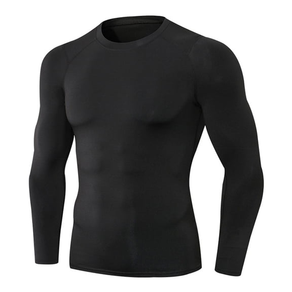 CONZONE Mens Workout T-Shirts Long Sleeve Gym Fitness T Shirts For Men Crew Neck Solid Color Tight Stretchy Athletic Tee Tops
