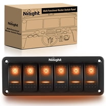 Nilight 6 Gang Rocker Switch Panel with Orange LED Light 5 Pin On Off Pre-Wired Aluminum Toggle Switches Waterproof for 12V/24V Cars Marine Boats ATVs Trailers RV Trucks