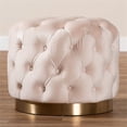 thumbnail image 4 of Ottoman Baxton Studio Valeria Glam, tela de terciopelo beige claro, 4 of 7