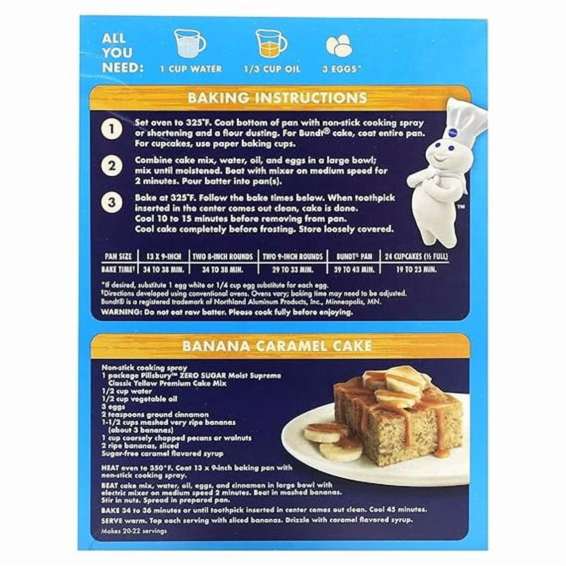 Pillsbury, Zero Sugar, Premium Cake Mix, Classic Yellow, 16 oz (454 g) Pack of 2