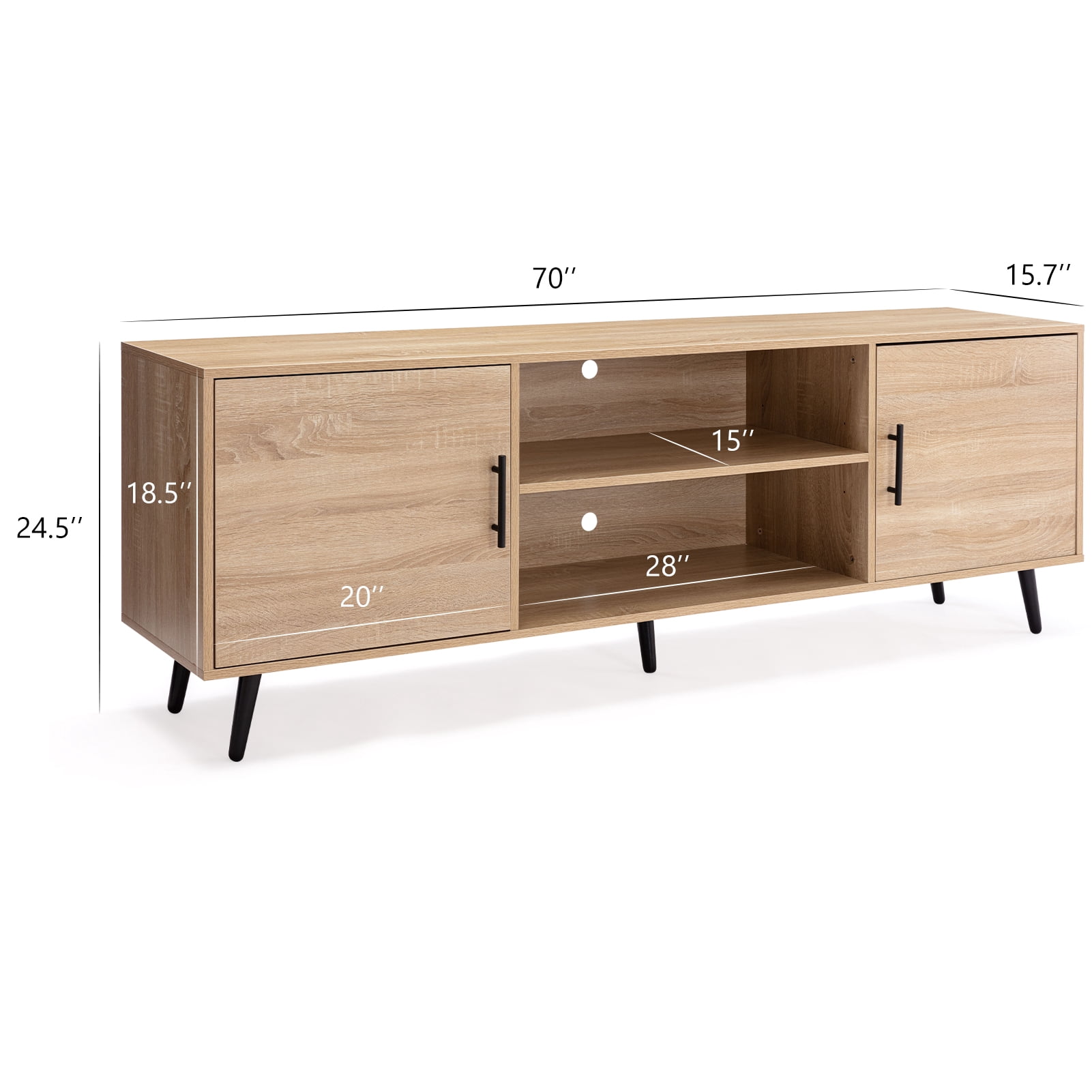 ChVans 70 Inch Mid Century Modern TV Stand for TVs up to 80 inches, Wood TV Stand with Storage, Entertainment Center for Living Room Bedroom, TV Media Console