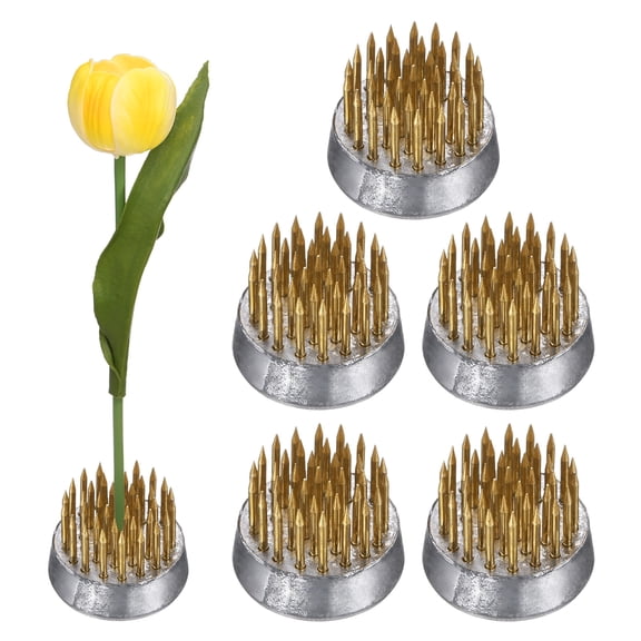 Uxcell 6-Pack Flower Frog 0.9" Round Brass Flower Pins, Holder Arranger Fixed Tools Floral Frog for Arrangements Vase/Plant