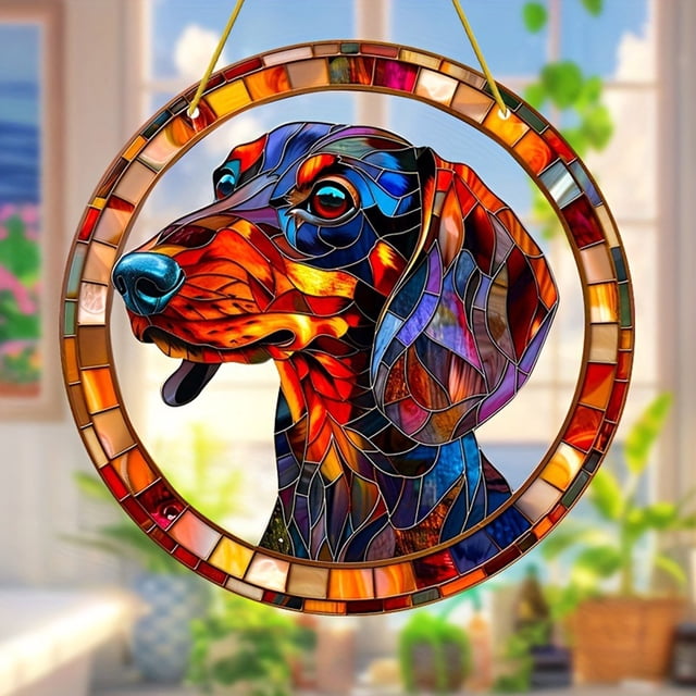 TIMIFIS Pendentif en Acrylique Teckel Coloré Pendentif en Acrylique Déco Maison