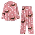 thumbnail image 4 of Renewold Dachshund Dog Paw Bones Pajamas for Spring Fall Winter Pink Pjs Set Loose Long Sleeve Button Shirt & Pants Buttom 2 Pack Casual Life Indoor Outfits Soft Nightwear for Women,Size 3XL, 4 of 6