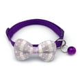 thumbnail image 1 of Trayknick Pet Cat Collar Plaid Pattern Decorative Adorable Pet Dogs Cat Breakaway Bow Collar with Bell for Small Dogs Purple, 1 of 13