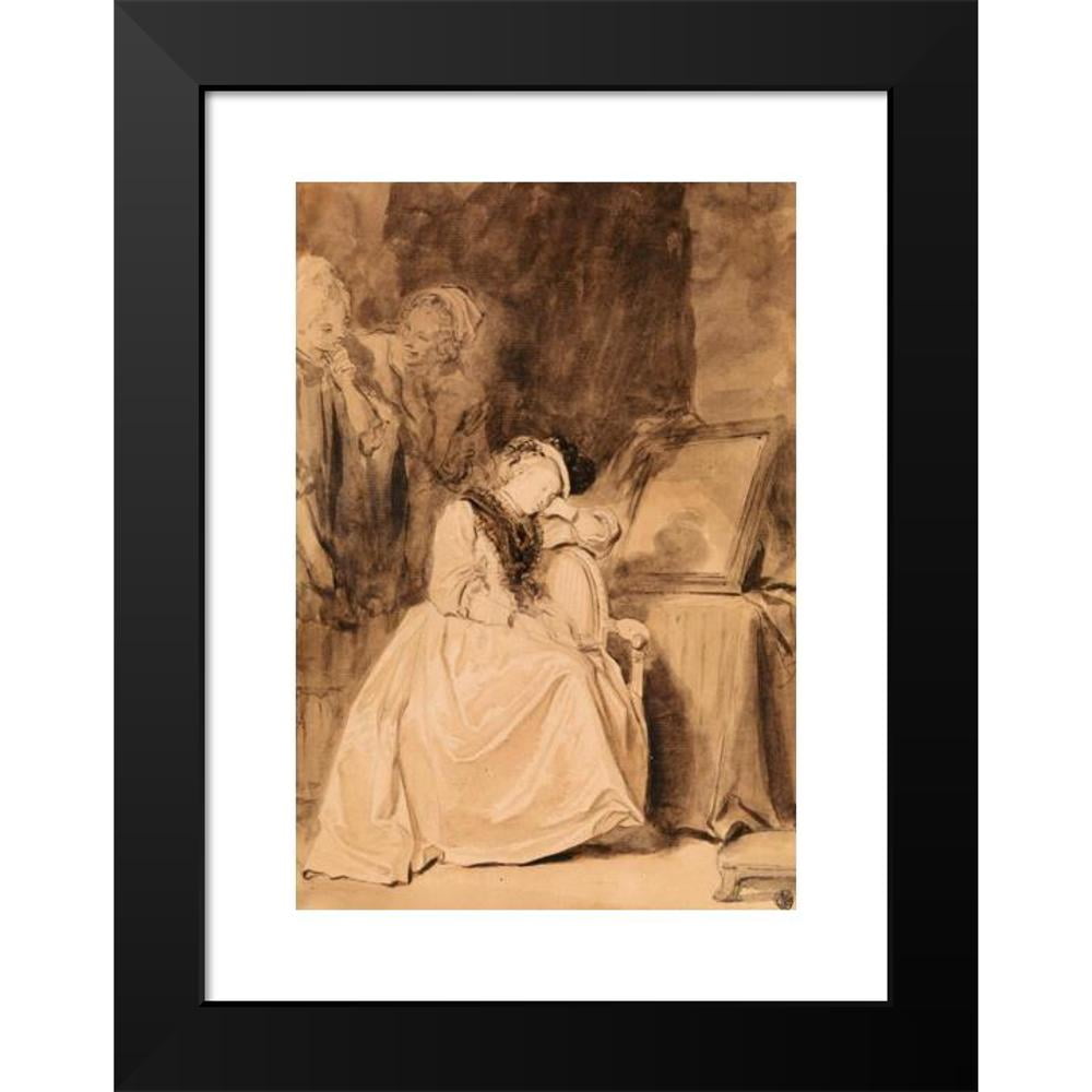 Jean-Honoré Fragonard 11x14 Black Modern Framed Museum Art Print Titled - The Dreamer (Late 1770s)