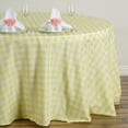 thumbnail image 2 of Efavormart 120" Round YELLOW/WHITE Checkered Wholesale Gingham Polyester Linen Picnic Restaurant Dinner Tablecloth, 2 of 8