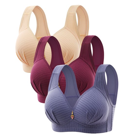 Oplxuo 3 Pack Womens Wireless Bras No Underwire Push Up Comfortable Plus Size Everyday Bras (Multicolors Combination)