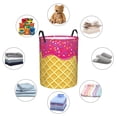 thumbnail image 4 of Balery Red Ice Cream Cesta de ropa redonda con asas, impermeable, independiente, para ropa, juguetes, dormitorio y familia-Small, 4 of 6