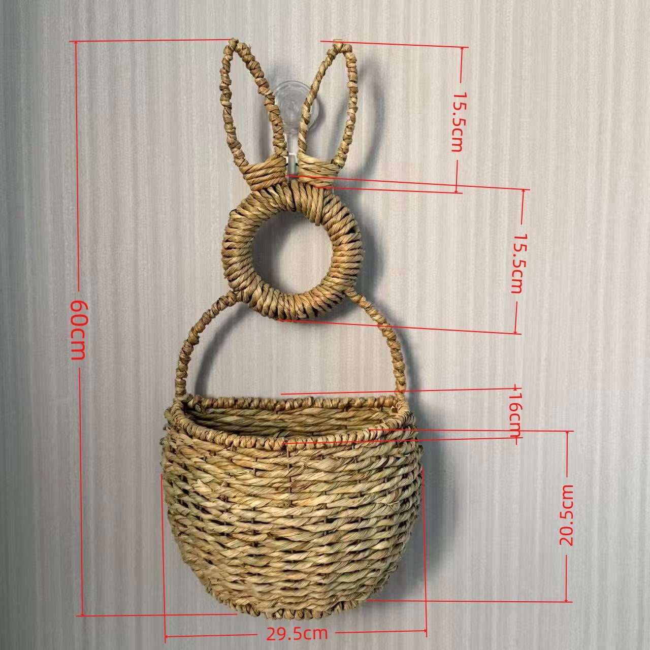 Easter Bunny Basket Wall Hanging Bag Front Door Porch Fireplace Mantel Easter Decorations Home Decor Basket Holder Treats Flowers Spring Party Seasonal Decor For Holiday Celebration Wall Piece