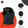 thumbnail image 4 of Daniel Smart Biker Vest for Women Soft Lambskin Leather Vest with Front Zipper Stylish Side Laces & Zipper Pockets, 4 of 7