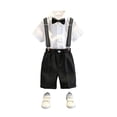 thumbnail image 4 of WhouRiu Boys Formal Outfits Short Sleeve Dress Shirts Suspender Pants Sets Kids Summer Party Clothes, 4 of 5