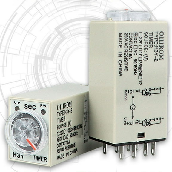 Time Relay Delay Timer Relay 5.7X2.8X2.2Cm Ac220V Dc24V H3Y-2 Led Indicator Power-On Industrial Commercial Supplies