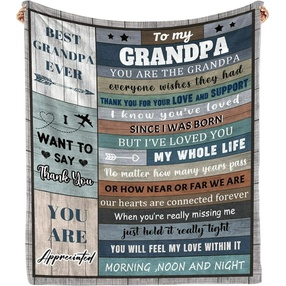 Grandpa Gifts from Grandchildren Throw Blanket, Fathers Day Birthday Gifts for Grandfather, Christmas Day Best Gifts for Grandpa,Blanket for Grandpa Soft and Warm 60"x50"
