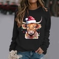 thumbnail image 2 of Chandail en Molleton Décontracté à Manches Longues pour Femmes, Imprimé Vache Western de Noël, 2 of 4