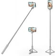 thumbnail image 1 of KOMI Selfie Stick, 40 inch Extendable and Portable Stable Selfie Stick Tripod with Wireless Remote Shutter Compatible with All Cellphones for Selfies, Live Streaming, Video Recording, White, 1 of 5