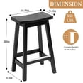 thumbnail image 3 of CL.HPAHKL Kitchen Bar Stools Set of 2, 30 Inch Counter Height Stools Backless Barstools with Footrest Countertop Solid Wooden Saddle Seats for Breakfast Bar, Kitchen Island, Party Room, Black, 3 of 11