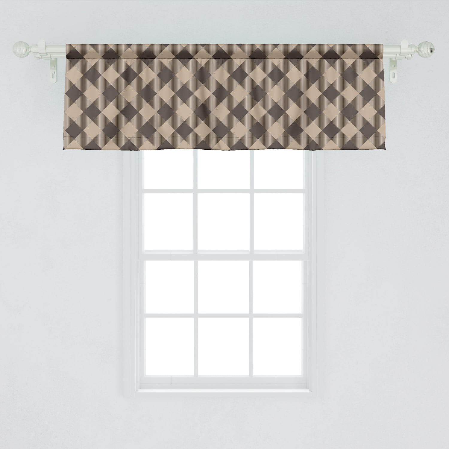 Ambesonne Brown Plaid Window Valance Plaid Pattern In 2 Colored