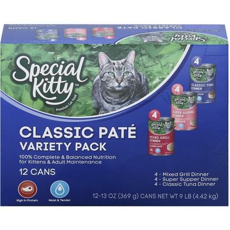 (2 pack) Special Kitty Classic Pate Wet Cat Food Variety Pack, 13 oz. cans, Case of