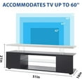 thumbnail image 4 of 51" TV Stand, Gaming Entertainment Center Media Storage Console Table for 65 Inch TV, TV Unit with Large Sliding Drawer, Glass Open Shelf, Side Cabinet and LED Light, Grey + Black, 4 of 7