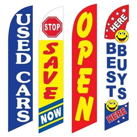 4 Advertising Swooper Flags Used Cars Save Now Open Best Buys