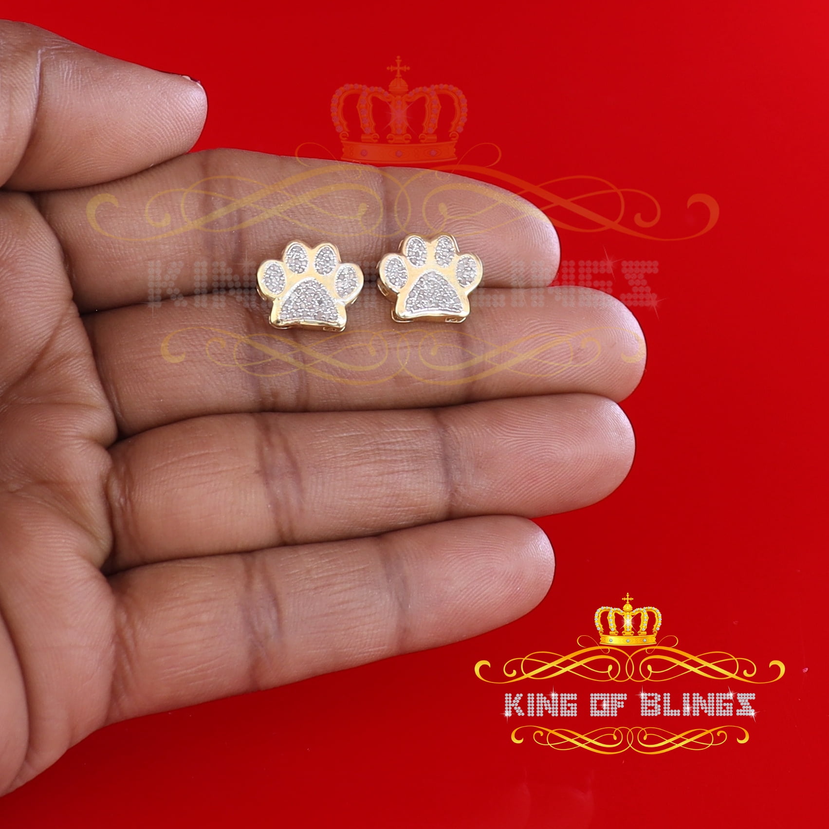 King of Bling's 925 Yellow 0.25ct Diamond Hip Hop Men's & Women's Stud Earring Sterling Silver