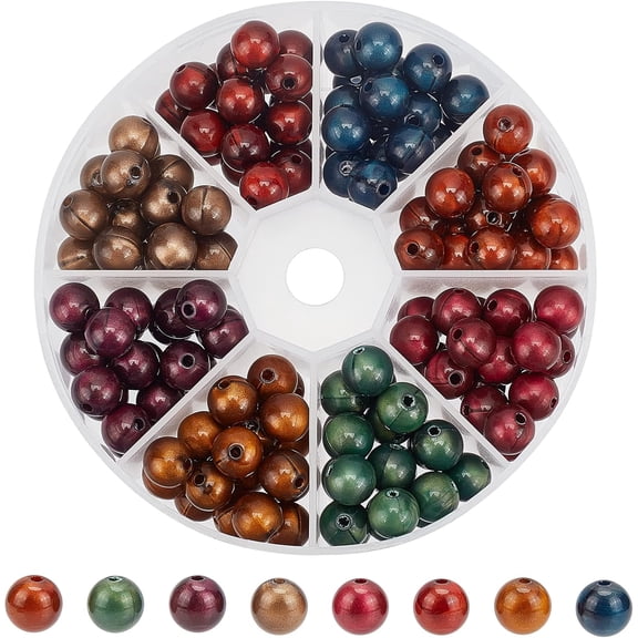 PH 160pcs Round Acrylic Beads 8 Color Beads Imitation Tiger Eye Beads Smooth Spacer Beads Loose Beads for Men Women Beading Supplies Necklace Bracelet Earring Jewelry Making Colorful