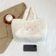 thumbnail image 3 of Bolso Hombro Felpa para Mujer Mano Informal Con Lazo Peludo Compras Suave (Beige), 3 of 8