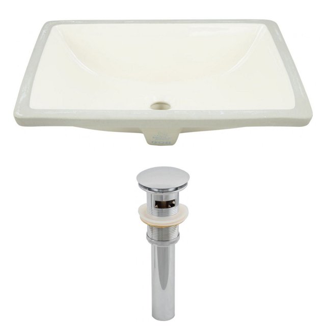 20.75-in. W Rectangle Bathroom Undermount Sink Set In Biscuit - Chrome Hardware - Overflow Drain Incl. AI-24796