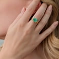 thumbnail image 3 of Gem Stone King 5.29 Ct Cushion Green Malachite 18K Yellow Gold Plated Silver Ring, 3 of 4