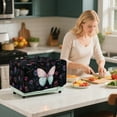 thumbnail image 4 of ZIATUBLES Butterfly Rose Print Toaster Oven Cover Stain Resistant Dust Protector with Side Pockets Cat Scratch Proof Kitchen Countertop Organization, Fits 18.5" x 14.5" x 9", 4 of 8